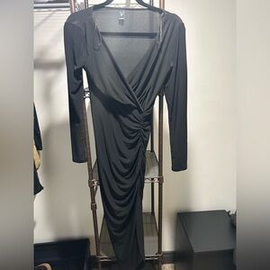 Windsor Black Ruched Long Sleeve Dress